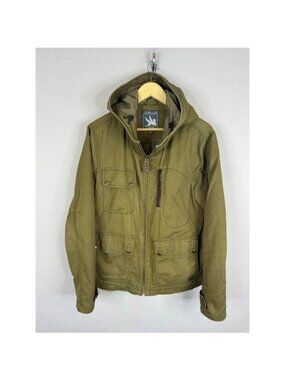I. Spiewak & Sons Mens Hooded Field Jacket Olive Green Cotton Utility Coat Large